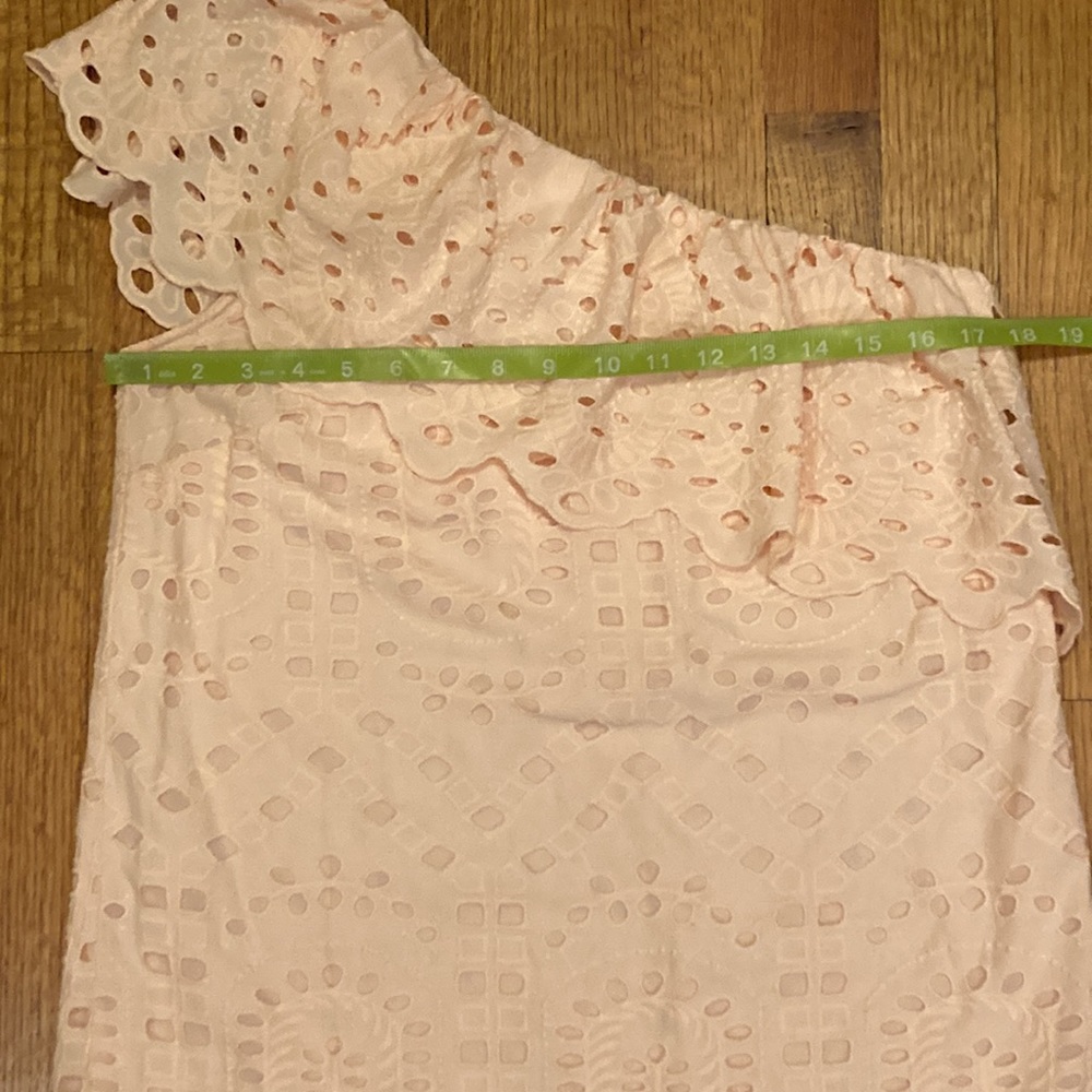 Loft NWT Pale Pink One Shoulder Cotton Eyelet Dress Size 4 - Picture 12 of 16